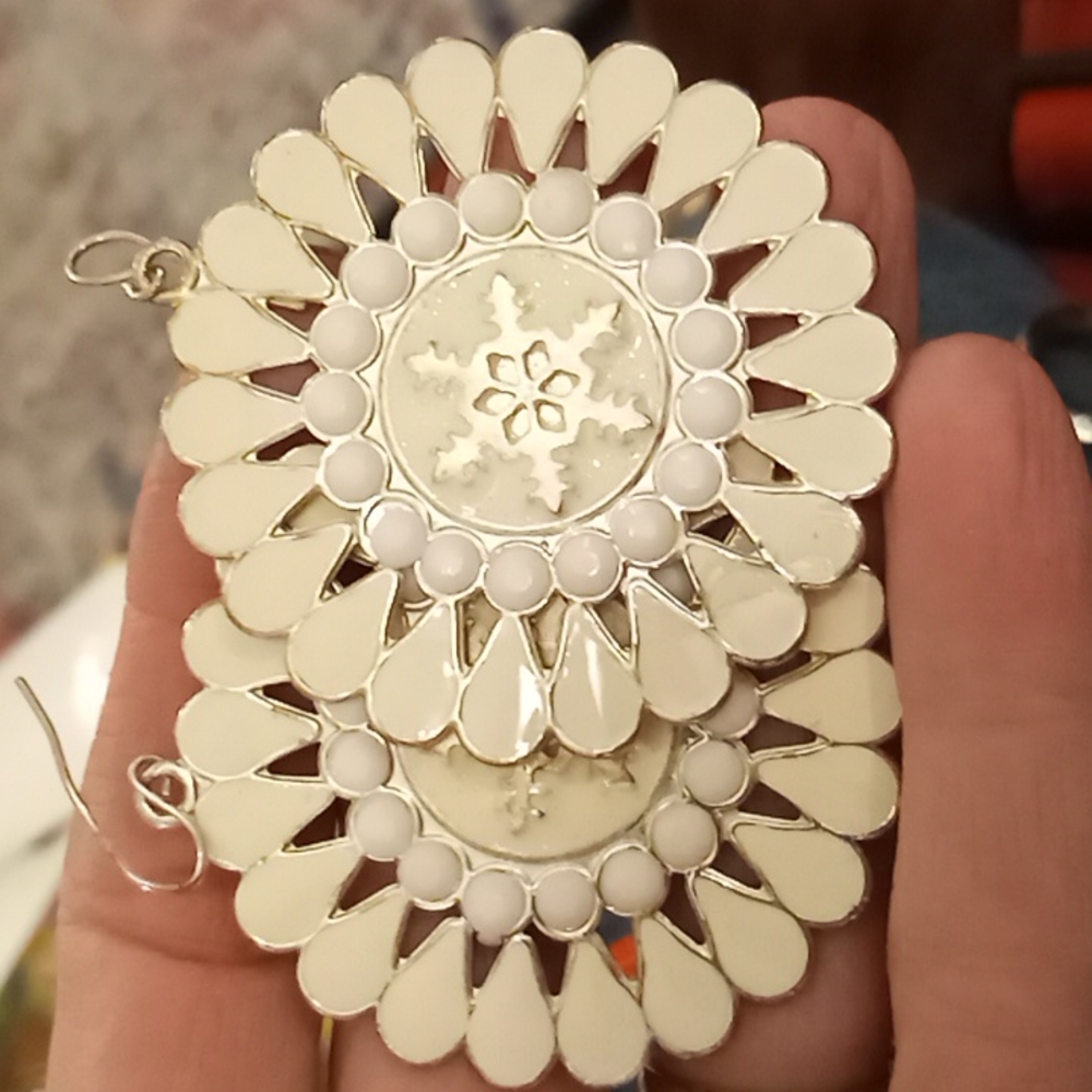 white enamel earrings